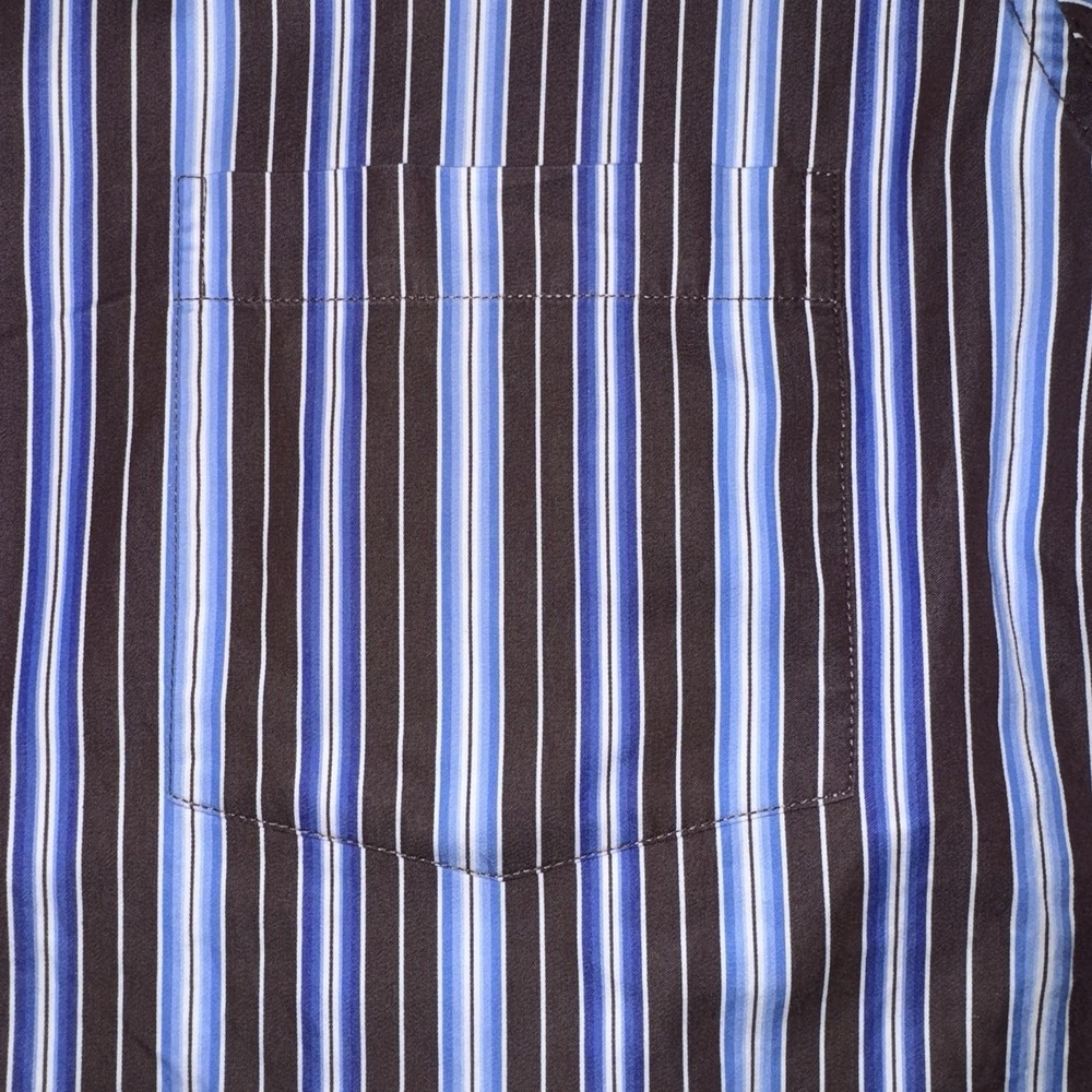 Bugatchi Uomo Mens Shirt Button Up Brown Striped Classic Fit Long Sleeve Sz L - Picture 9 of 11